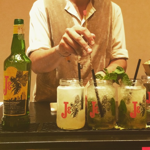 making cocktail with J&B